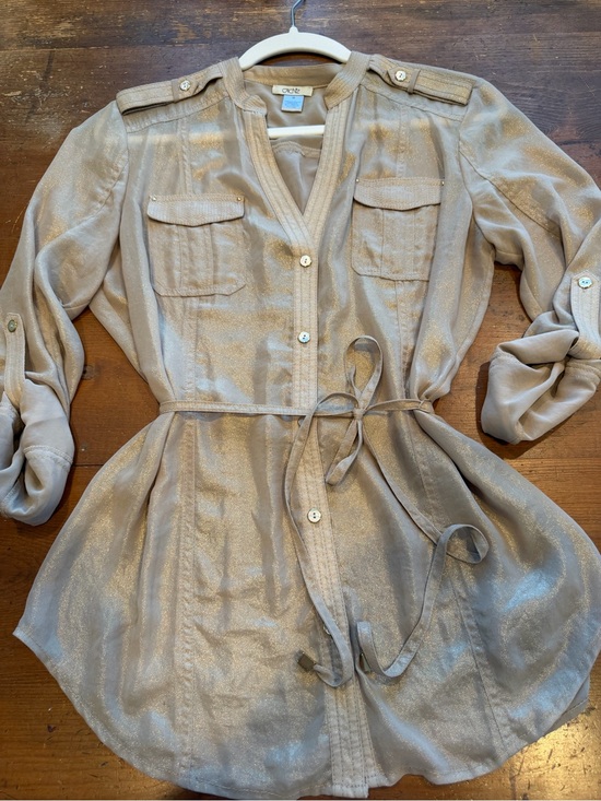 Cache Jackets & Blazers - Cache Shimmery Taupe Utility Shirt